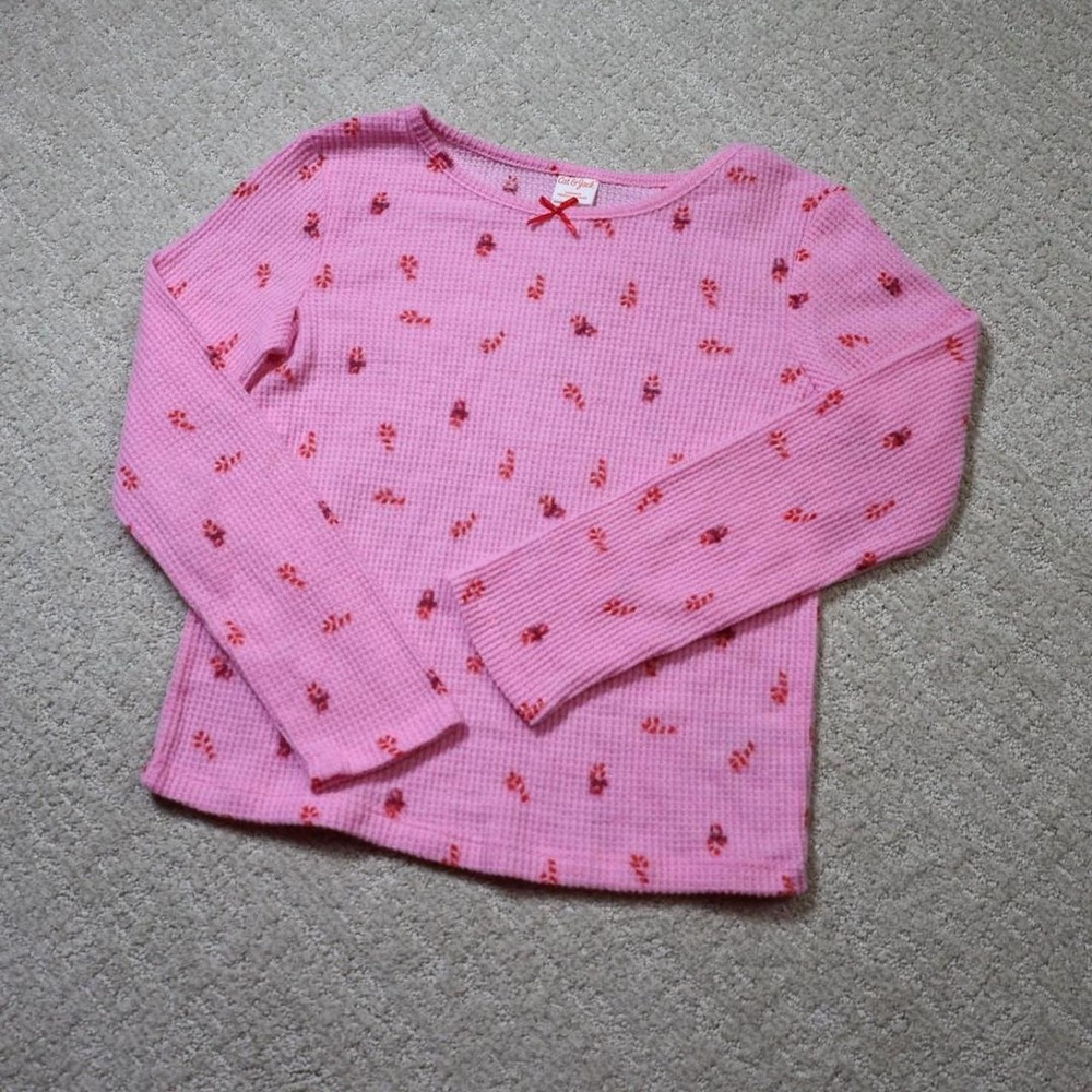 Cat & Jack Girls Pink waffle knit long sleeve top